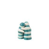 J-Line Salt&Pepper Granada Stripes Keramiek Wit/Aqua