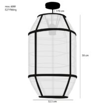 Pella Hanglamp - H58 x Ø33 cm - Linnen - Off White - Afbeelding 7
