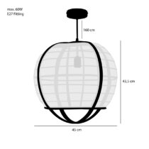 Pella Hanglamp - H44 x Ø45 cm - Linnen - Off White - Afbeelding 7