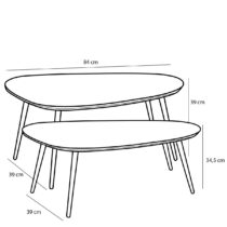 Jailey Bijzettafel - Set van 2 - L84 x B39 x H39 cm - Gerecycled Hout - Bruin - Afbeelding 8