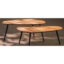 Jailey Bijzettafel - Set van 2 - L84 x B39 x H39 cm - Gerecycled Hout - Bruin - Afbeelding 10
